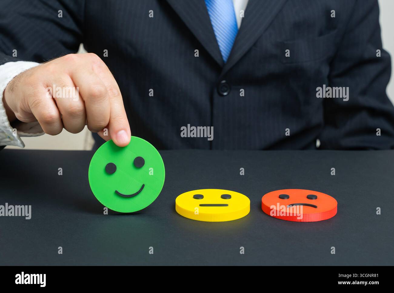 Rate as satisfactory. Mood rating as good. Good review, customer feedback, quality evaluation, product satisfaction, service survey, user experience Stock Photo