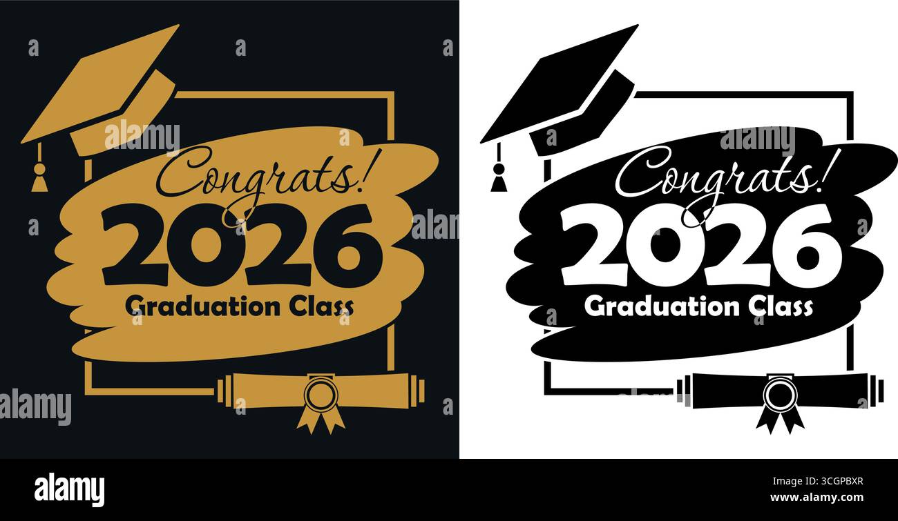 Lettering Class of 2026 for greeting, invitation card. Text for ...
