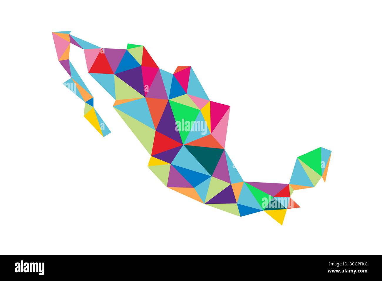 Mexico Abstract Map Mexico colorful low poly origami style map. Geometric map simple ...