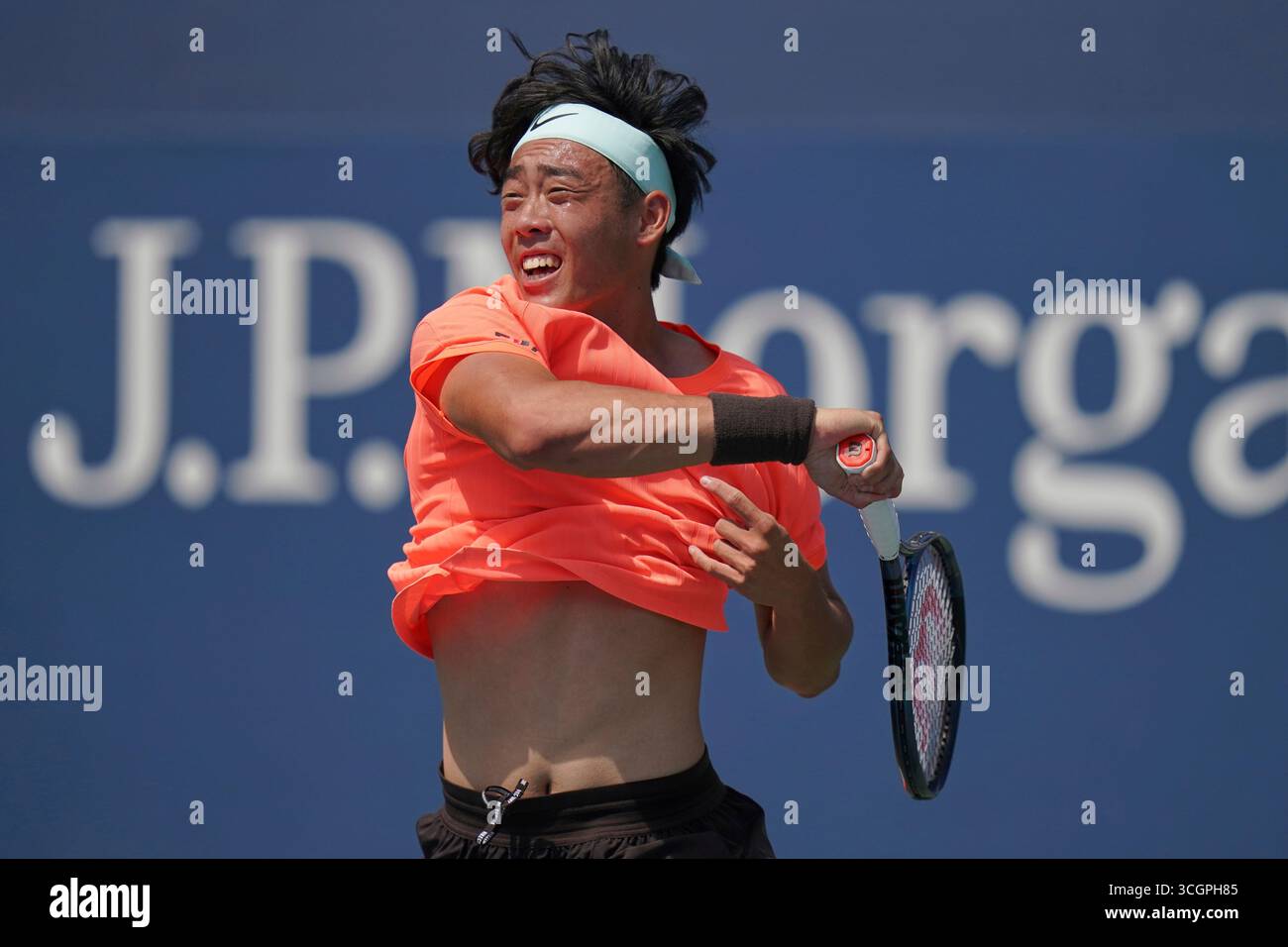 Coleman Wong of China during the first round of the U.S. Open tennis tournament, Monday, Aug. 25 ...