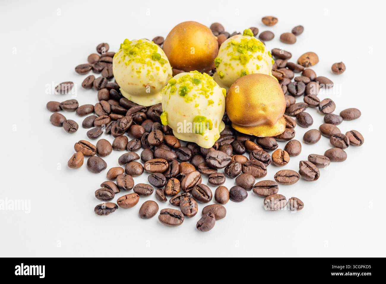 different chocolates on a white background Stock Photo