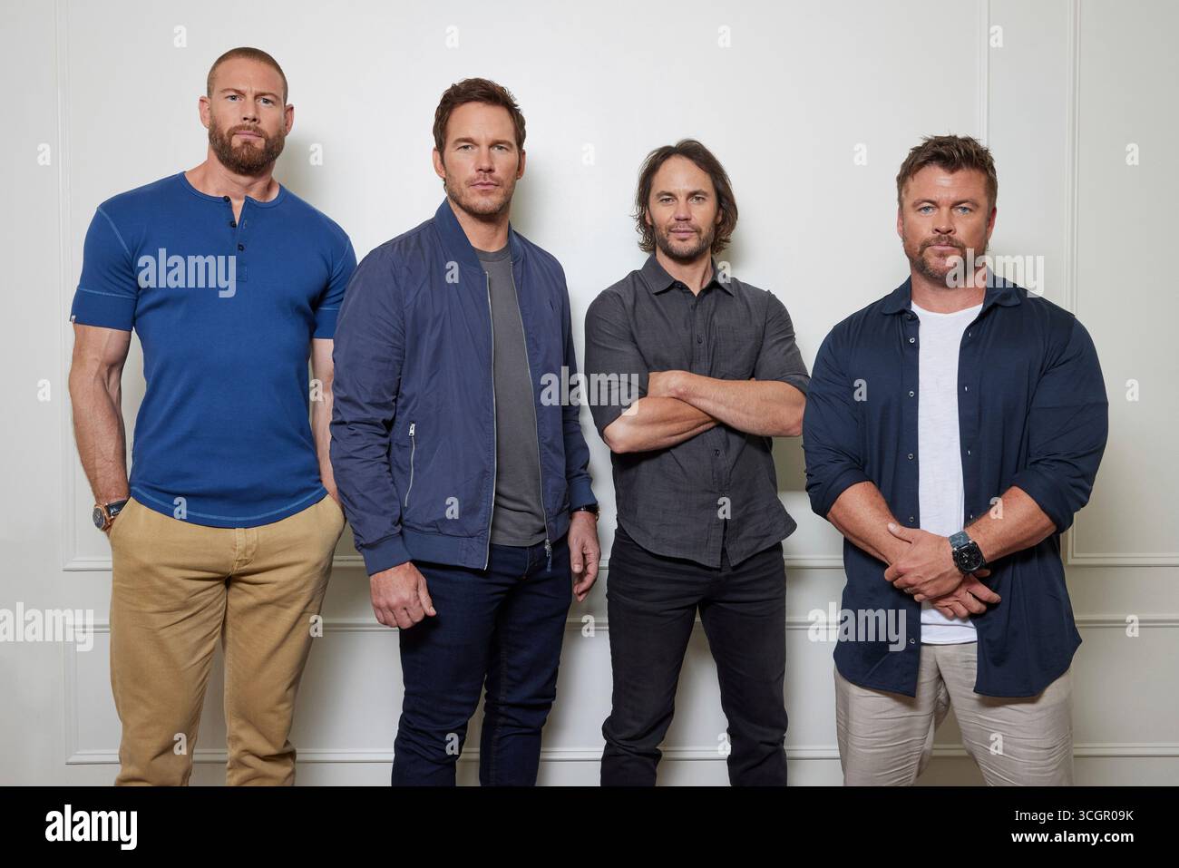 Tom Hopper, from left, Chris Pratt, Taylor Kitsch, and Luke Hemsworth ...