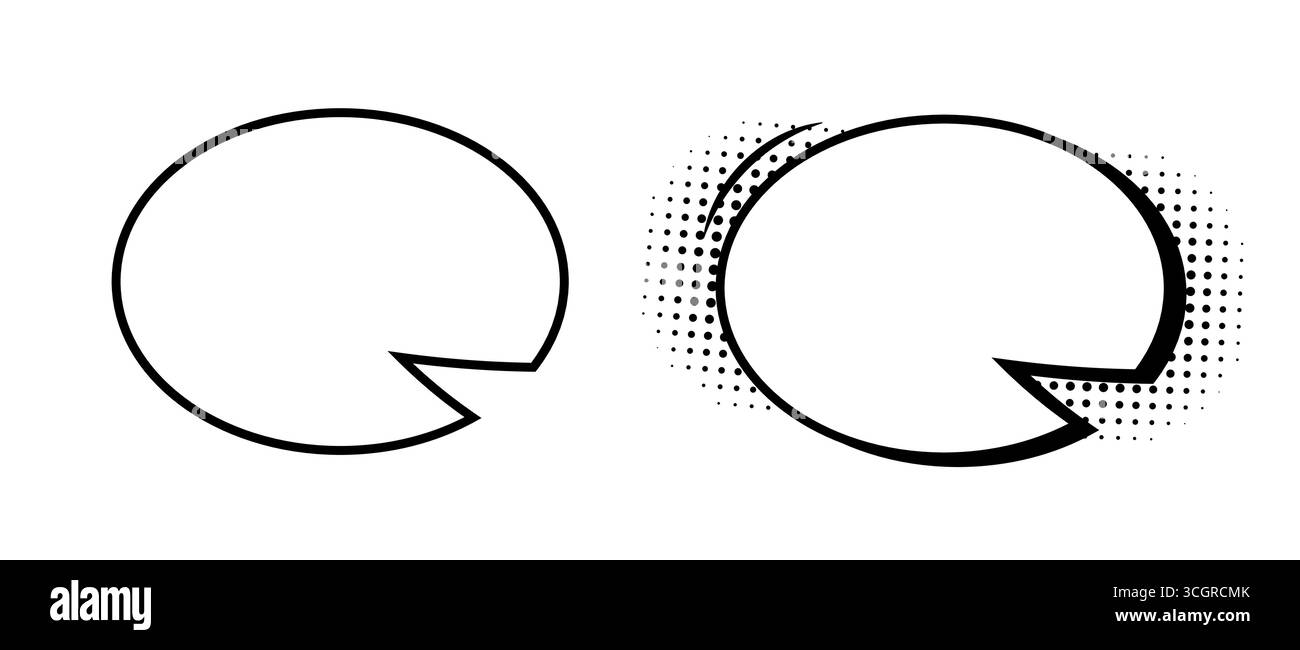 Empty comic speech bubbles with a semitone on a white background. Stock Vector