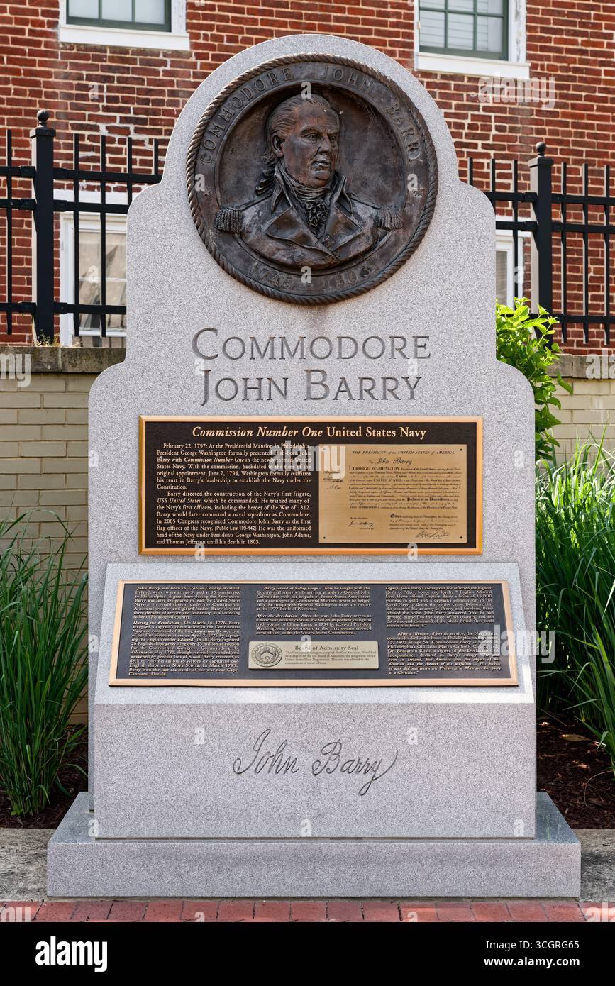 Commodore John Barry Memorial in Annapolis, Maryland, USA. United States Naval Academy. Stock Photo