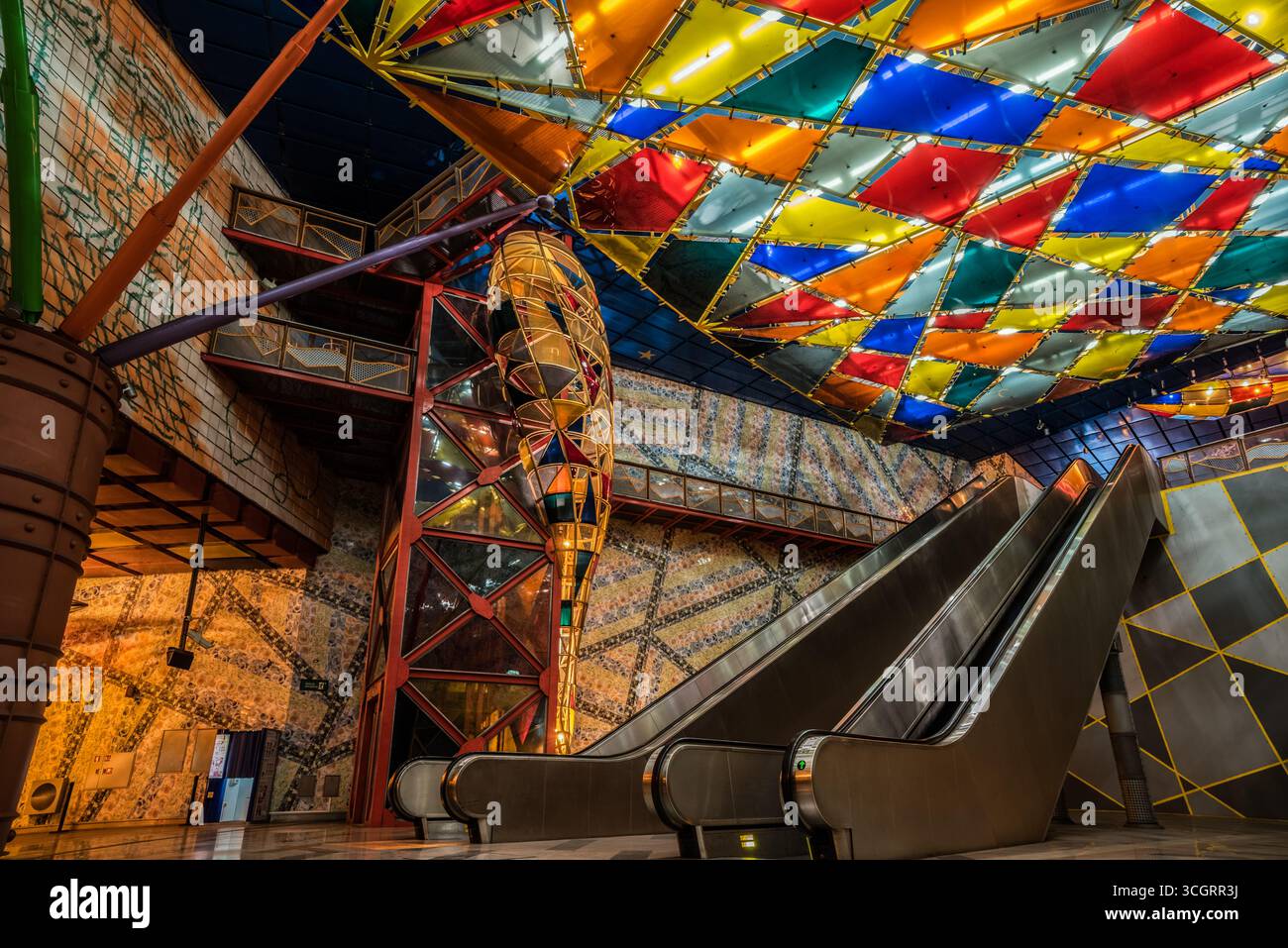 Colorful Olaias Metro Station Lisbon Portugal Modern Architecture Stock ...