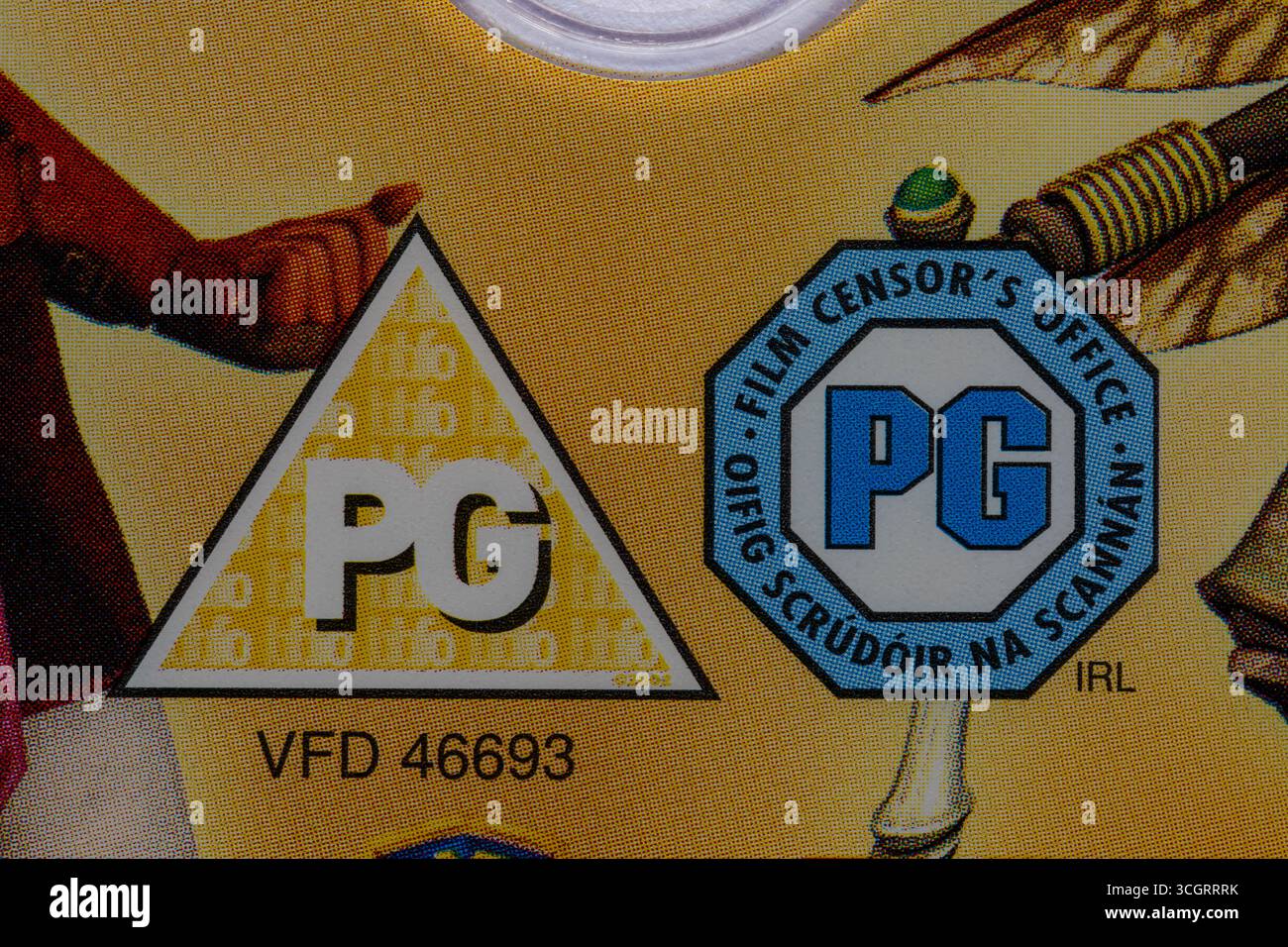 Pg Censor Sign PG rating classification on DVD PG Film censor's office Stock Photo - Alamy