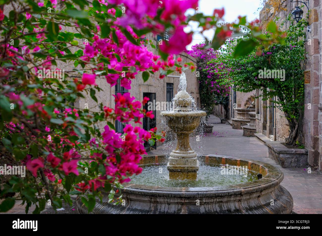 Morelia, Mexico - February 17, 2025: The Callejon del Romance or Alley of Romance is a picturesque and romantic cobblestone street. Stock Photo