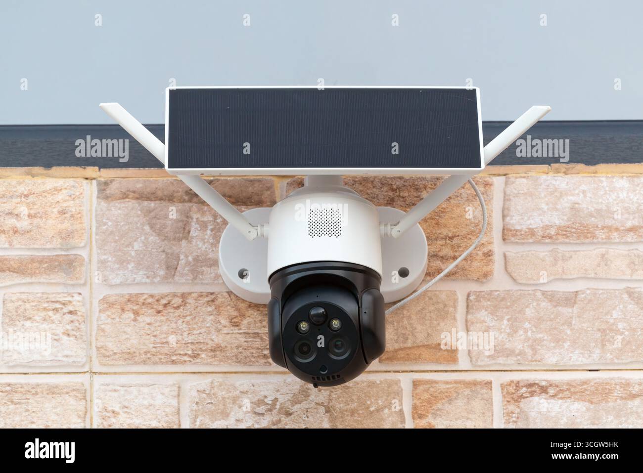 Solar powered wireless security camera Stock Photo
