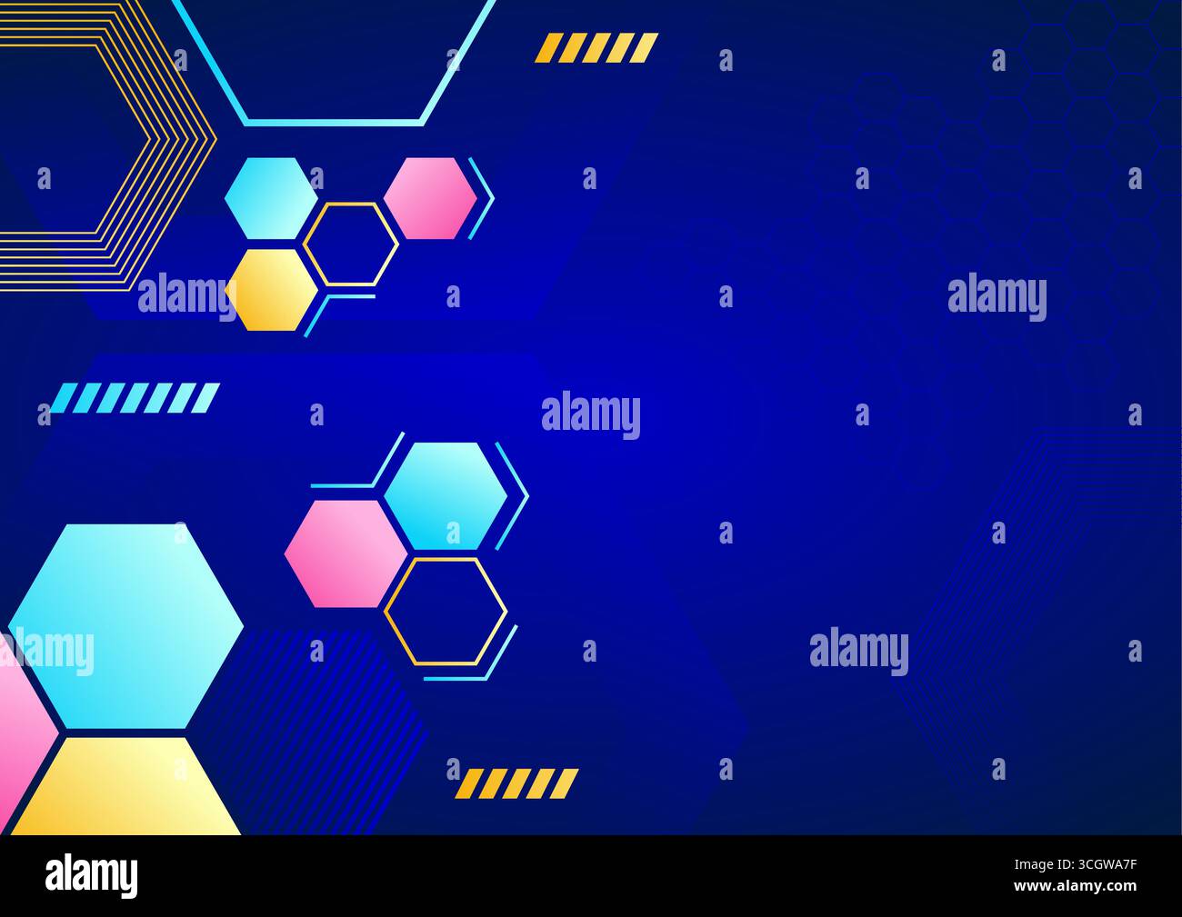 abstract technology hexagon background with colorful Stock Vector