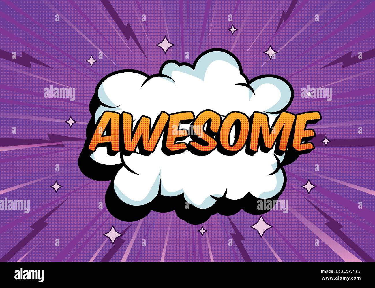 Comic Background with Purple and Yellow Text Stock Vector