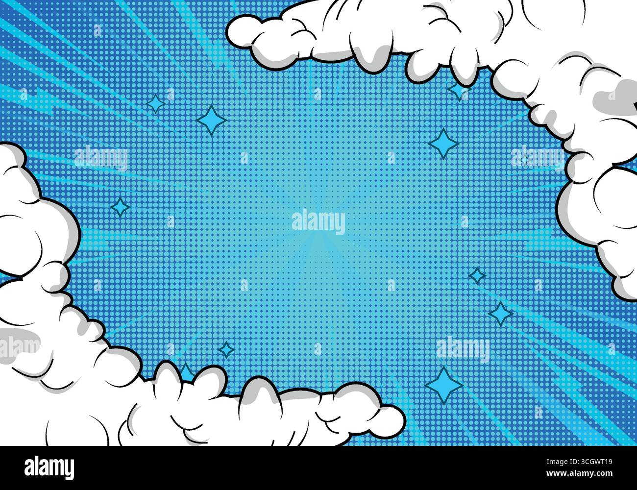 Comic background with blue color and cloud Stock Vector Image & Art - Alamy