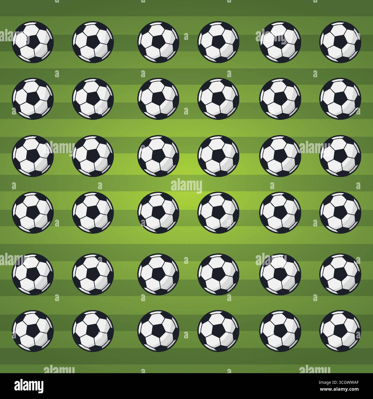 Soccer Balls Grid on Green Field Stock Vector