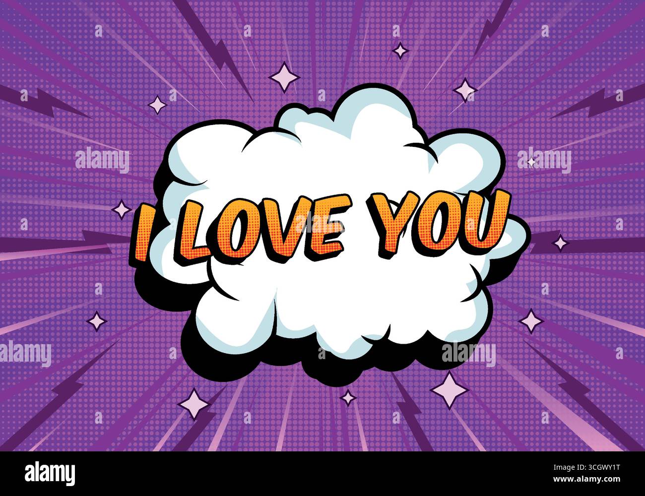 Comic Background with Purple and Yellow Text Stock Vector