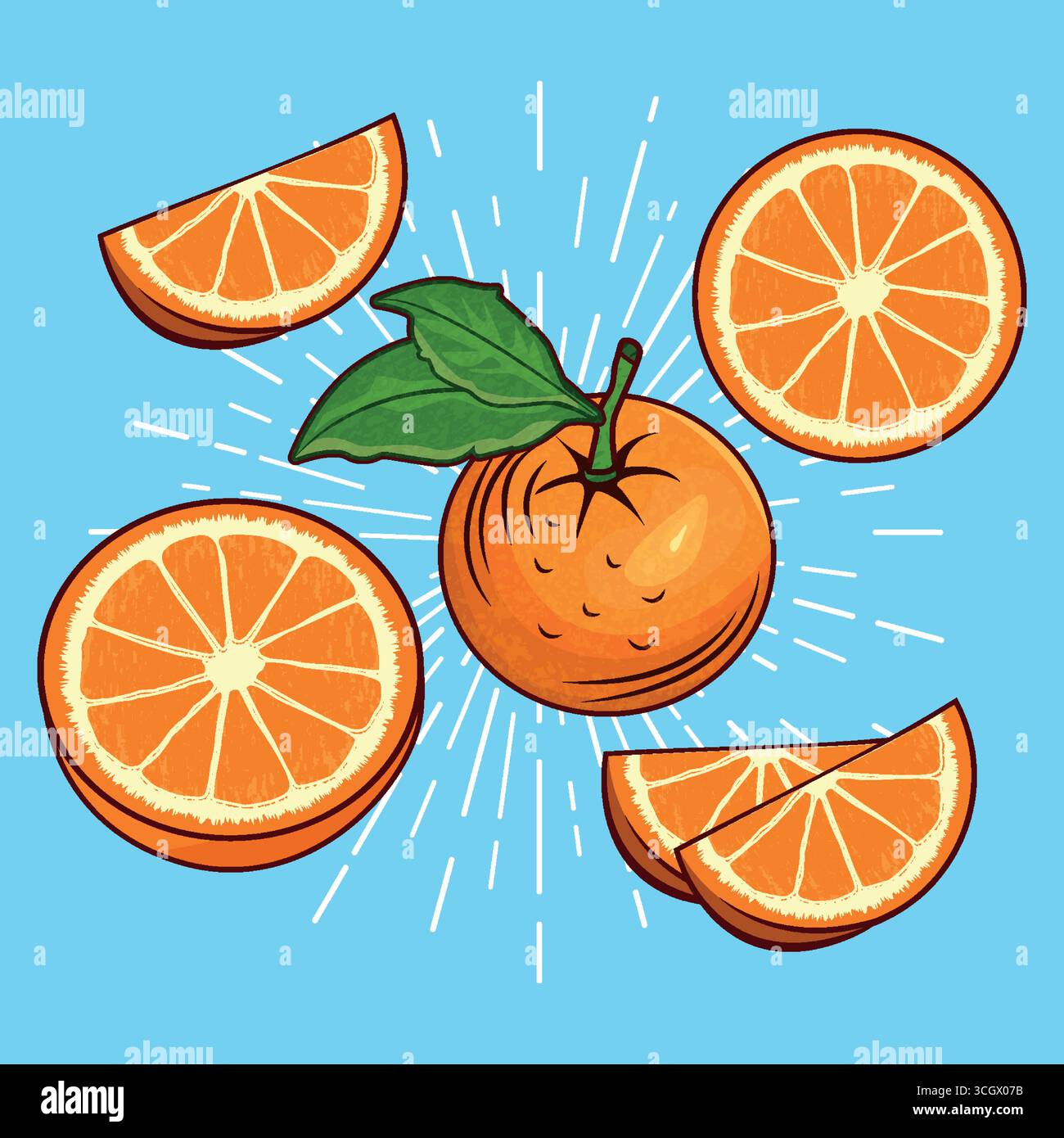 Orange seamless with ilustration and beautiful concept Stock Vector