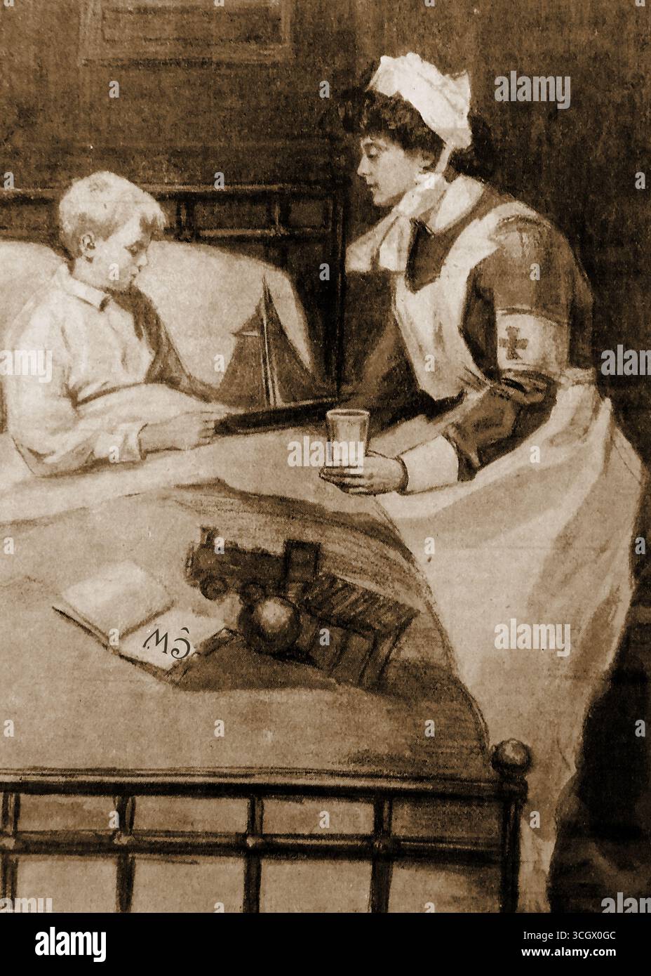 an-early-image-of-child-and-a-nurse-in-a-british-victorian-hospital