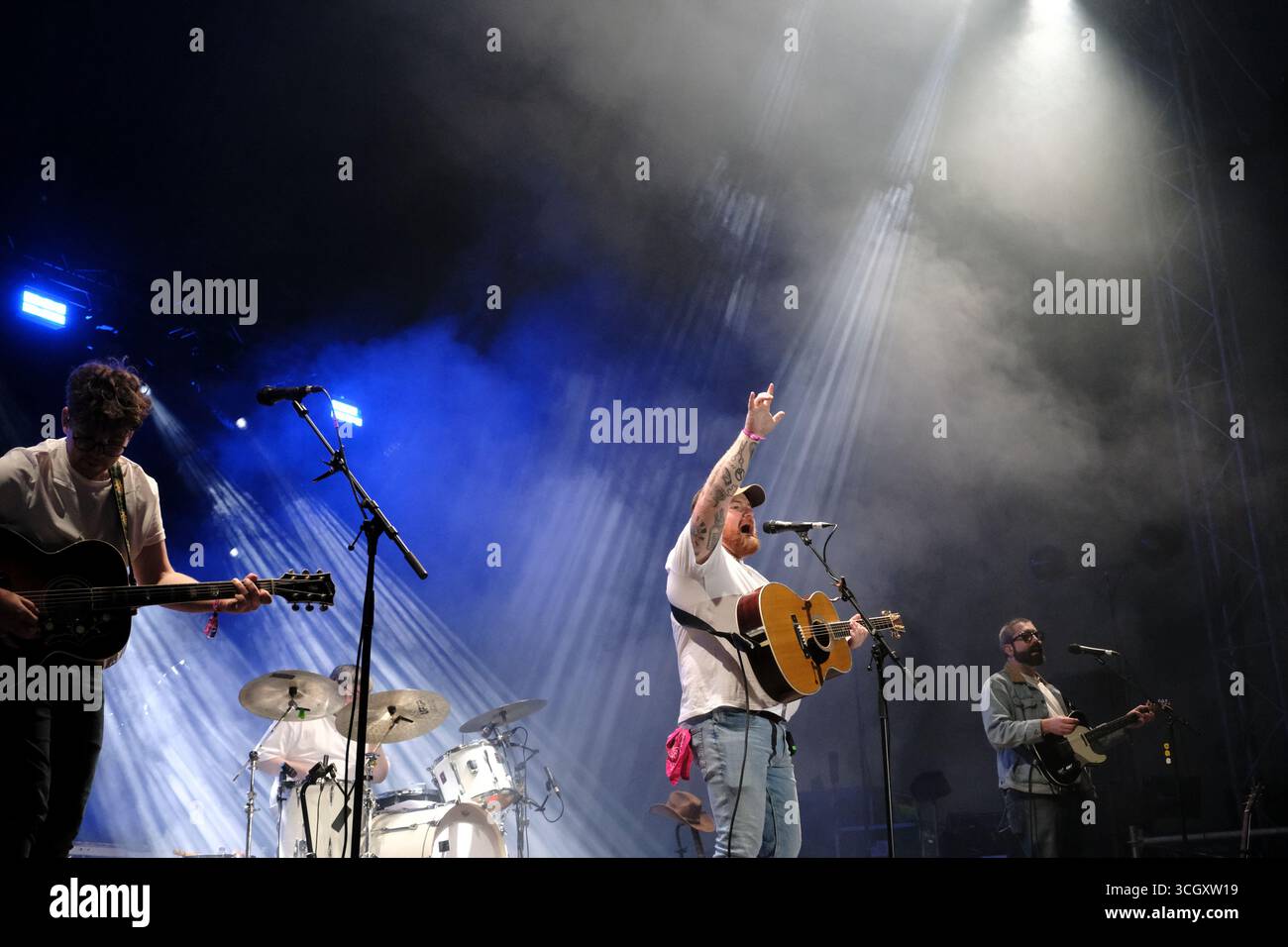 Jedburgh, UK. 30th Aug, 2025. Cammy Barnes performs onstage during day one of EdgeFest 2025 at LilliardsEdge near Jedburgh on August 30, 2025. EdgeFest 2025, Music Festival. A growing music festival, in the Scottish Borders, now in its third year, being held at Lilliardsedge, near Jedburgh. Music and entertainment for all the family, under the big top. Main Stage Line Up ( Credit: Rob Gray/Alamy Live News Stock Photo