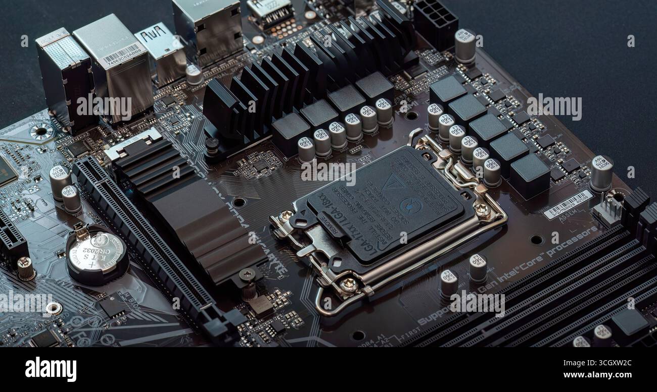 Pcie socket detail on motherboard hi-res stock photography and images ...