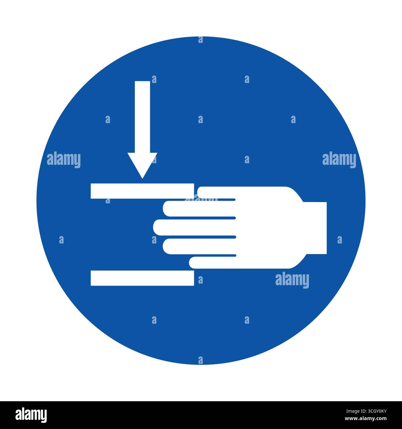 A clear symbol depicting a hand applying pressure to a box, conveying ...