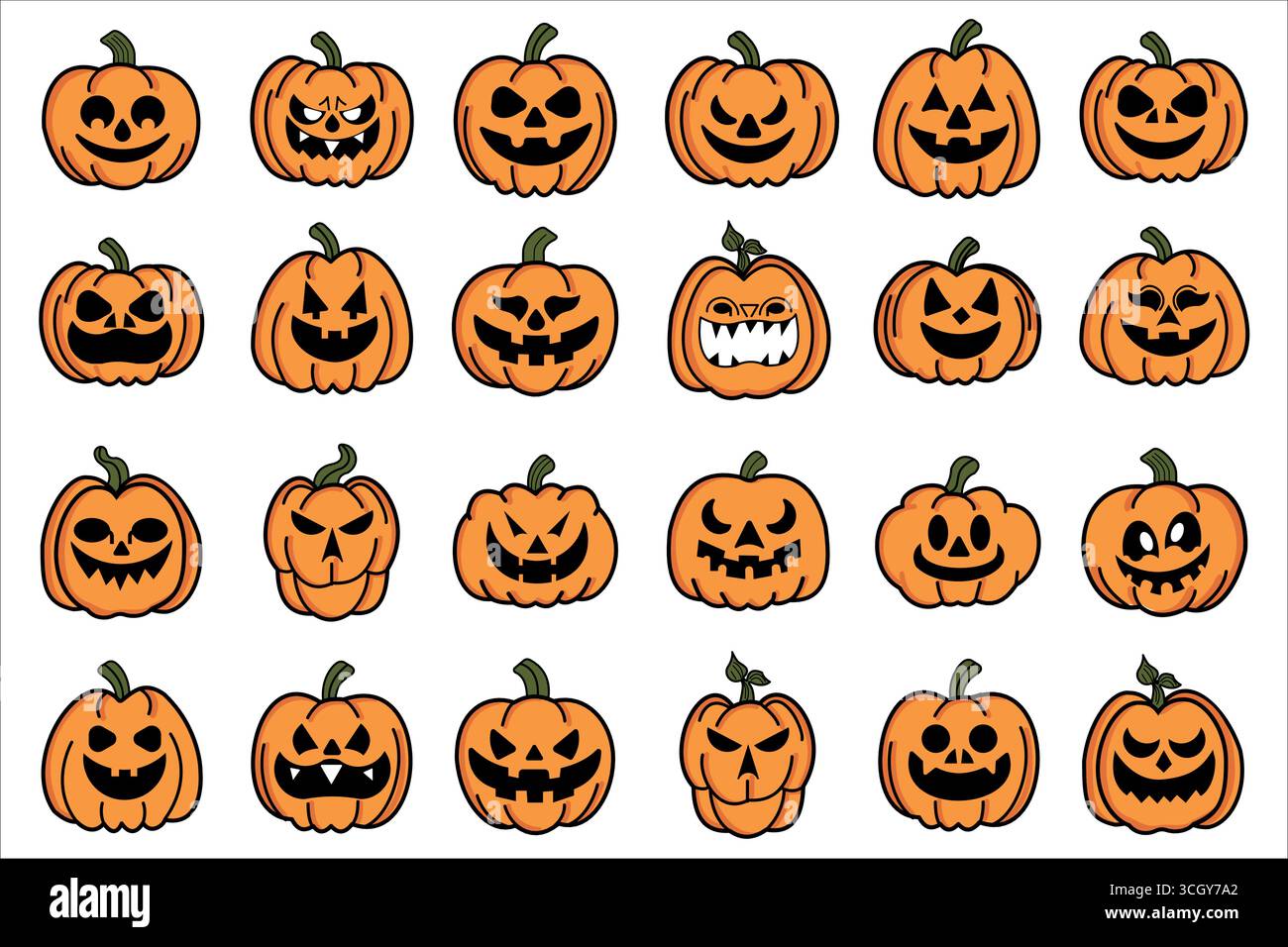 Jack O Lantern bundle, pumpkin faces bundle ,create your own jack o lantern bundle,Halloween pumpkin faces bundle ,monster Stock Vector