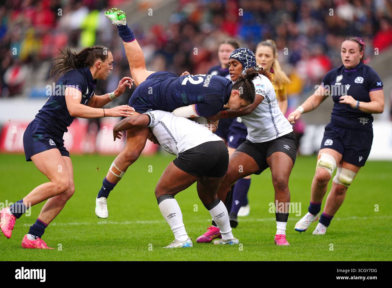 Scotland's Lisa Thomson is tackled by Fiji's Manuqalo Komaitai during ...