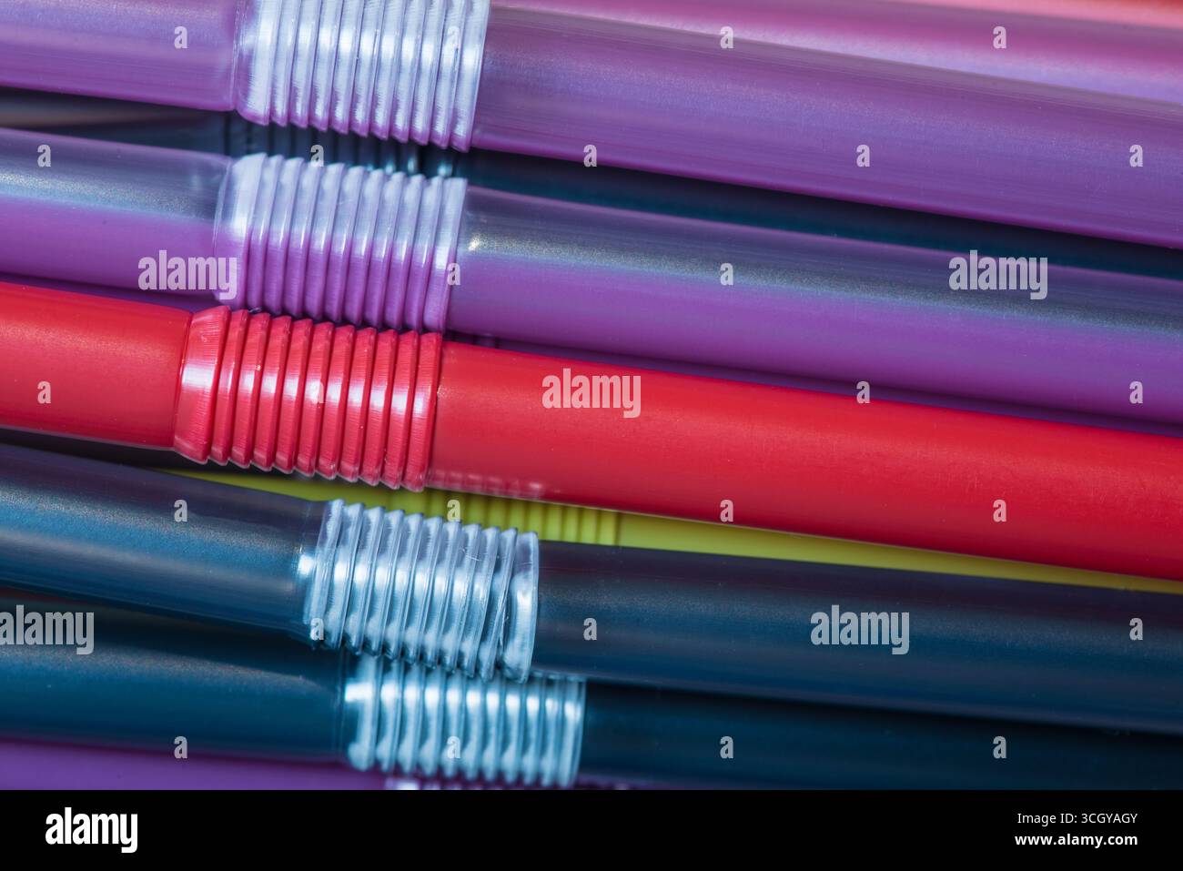 Close up image of plastic drinking straws Stock Photo