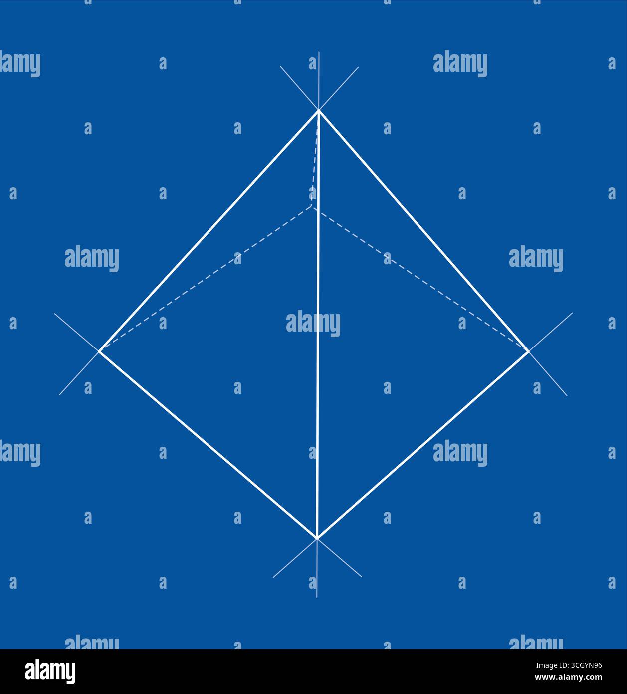 Geometric Diamond on Blue Background Stock Vector