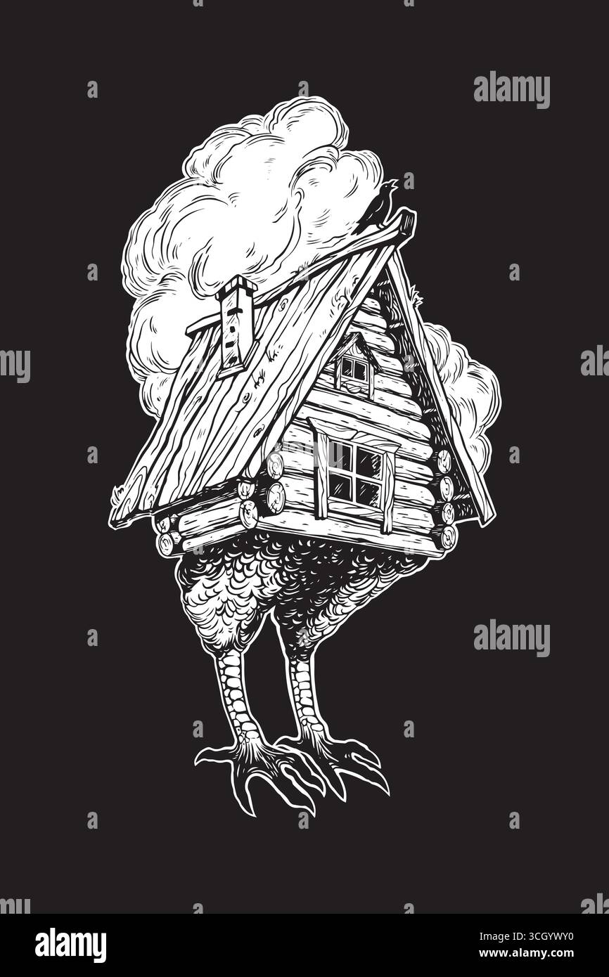 Baba Yaga House from Slavic folklore. Fairytale hut standing on chicken ...