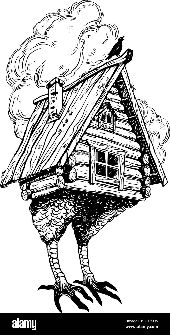 Baba Yaga House from Slavic folklore. Fairytale hut standing on chicken ...