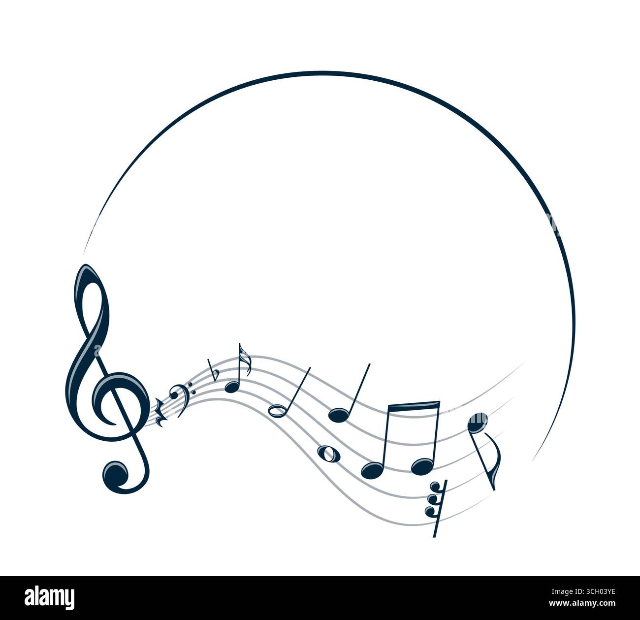 The stylized frame with music notes. Stock Vector