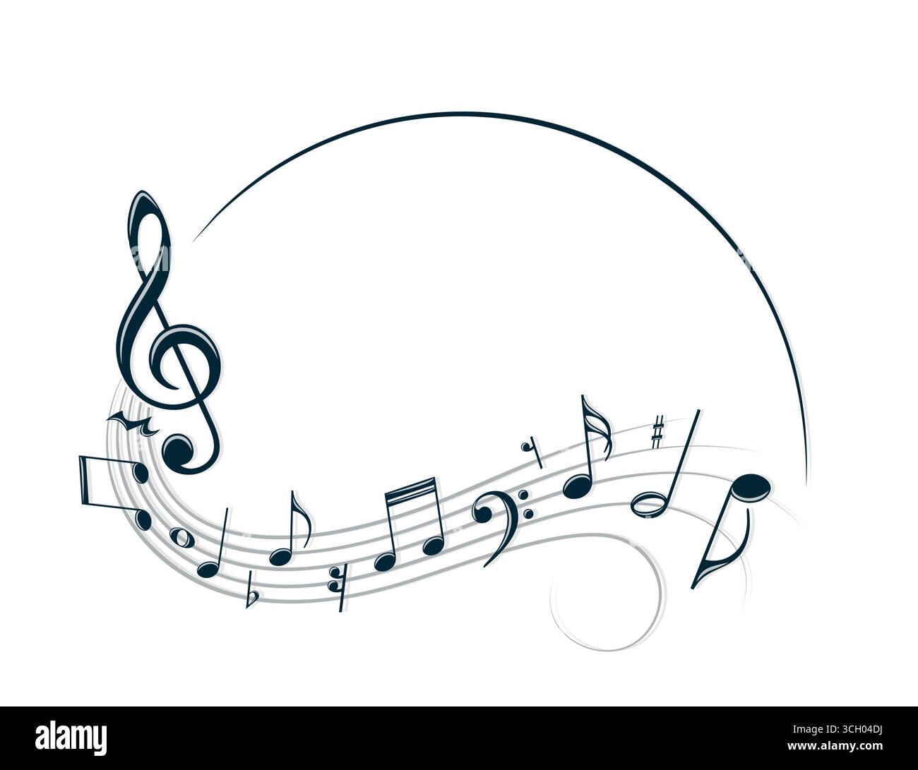 The stylized frame with music notes. Stock Vector