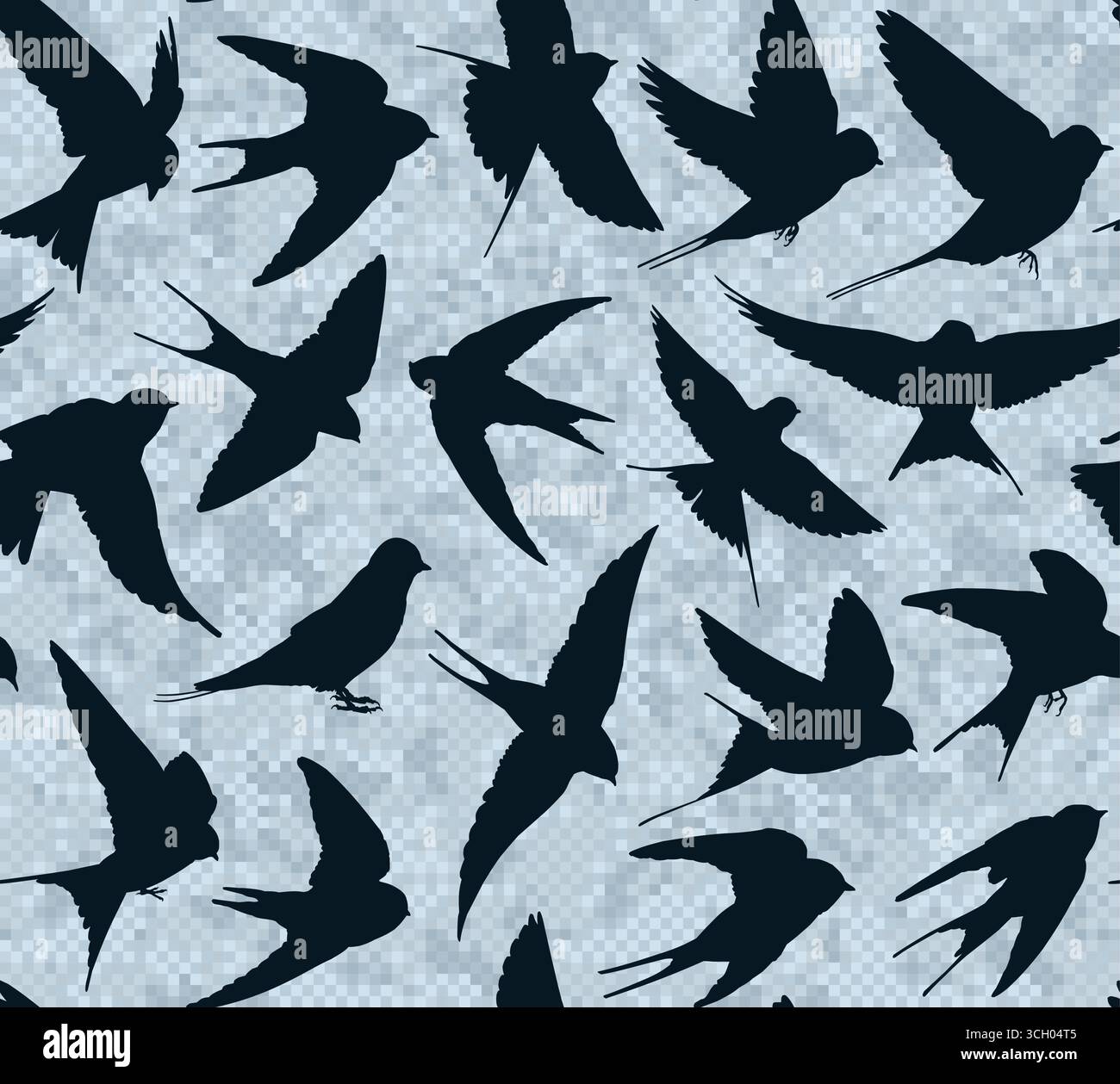 The seamless blue background with swallows. Stock Vector