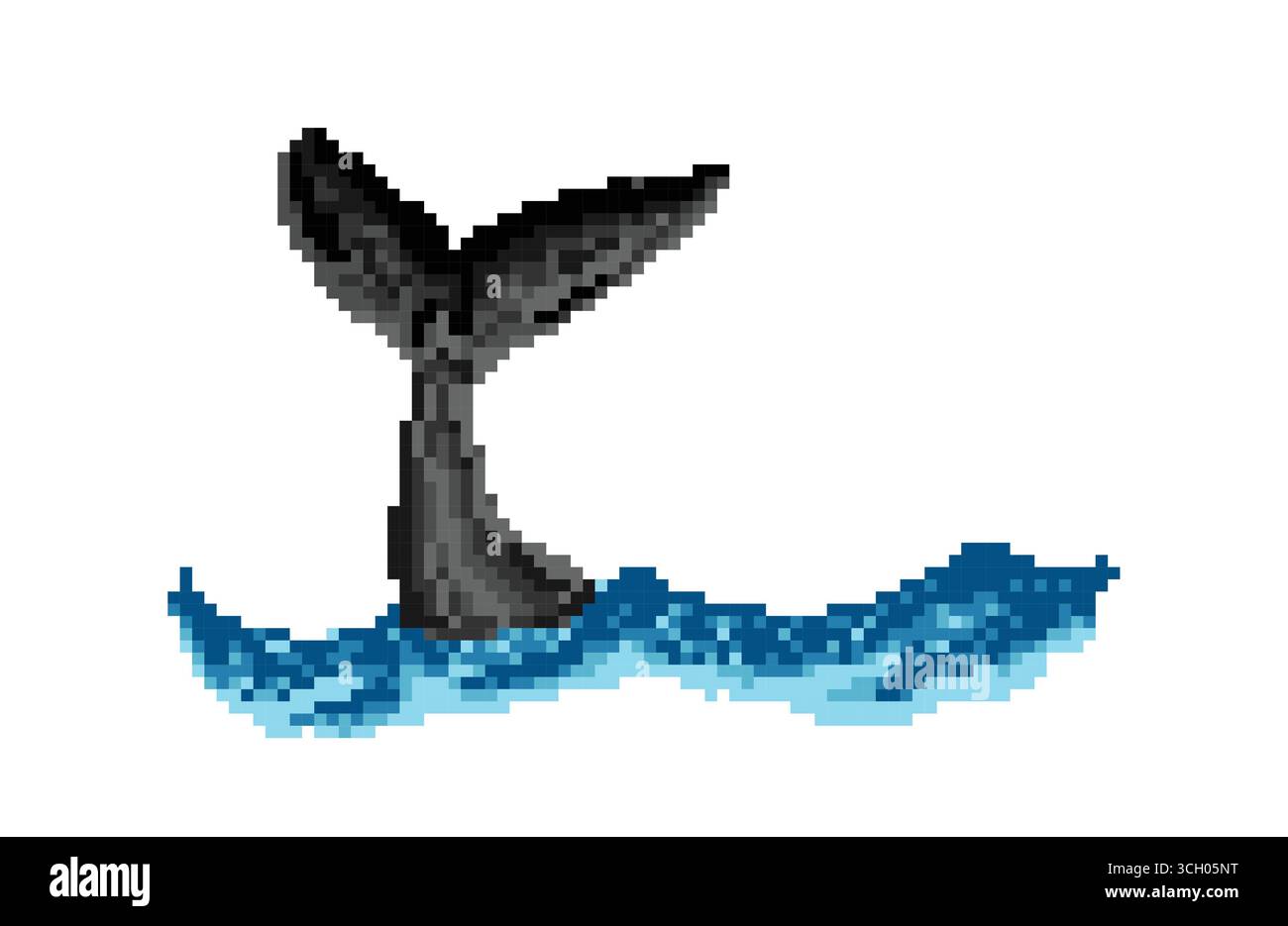 The whale tail symbol with blue wave. Stock Vector