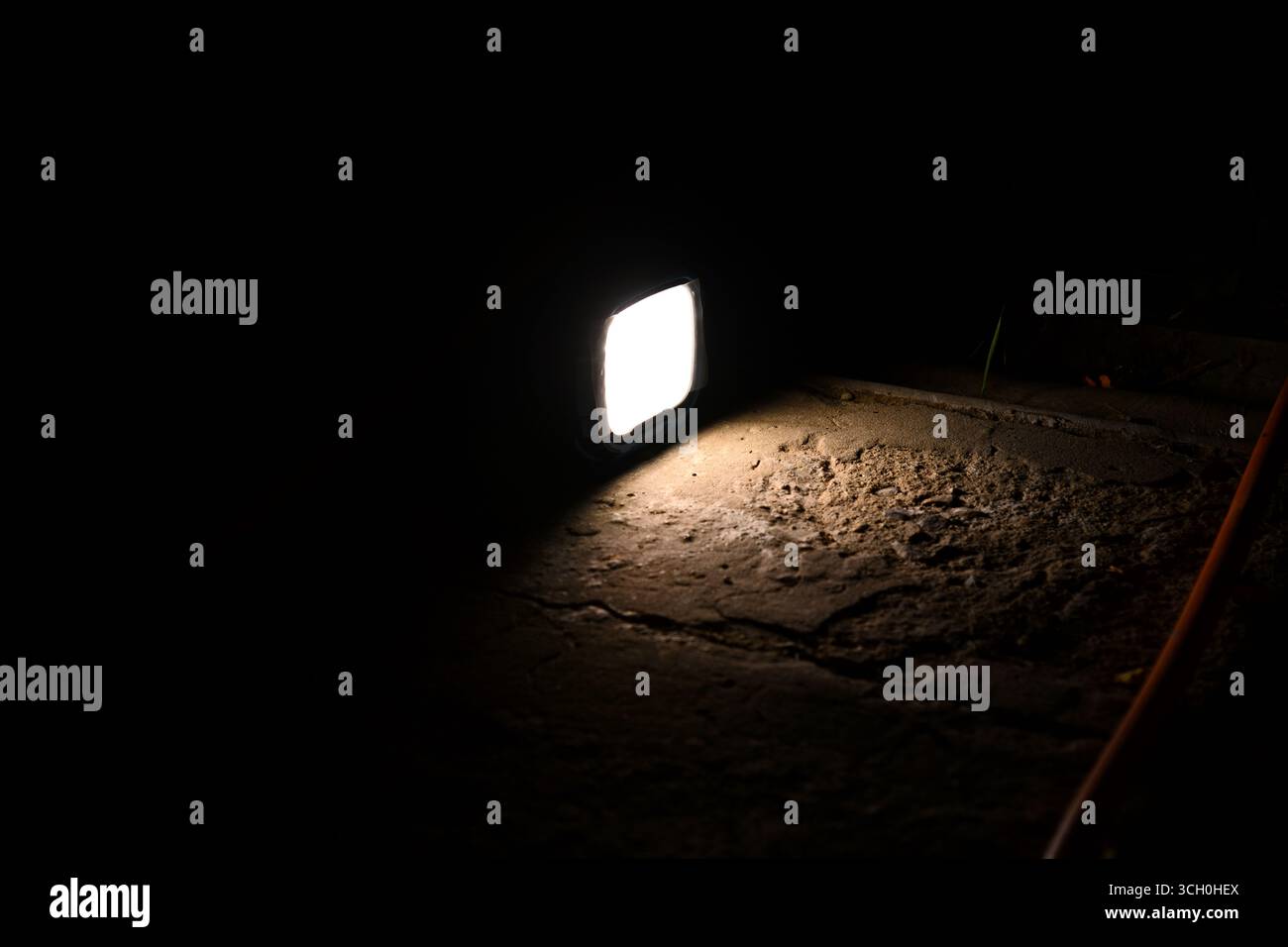 flashlight and light beam in dark mist room at night . abstract ...