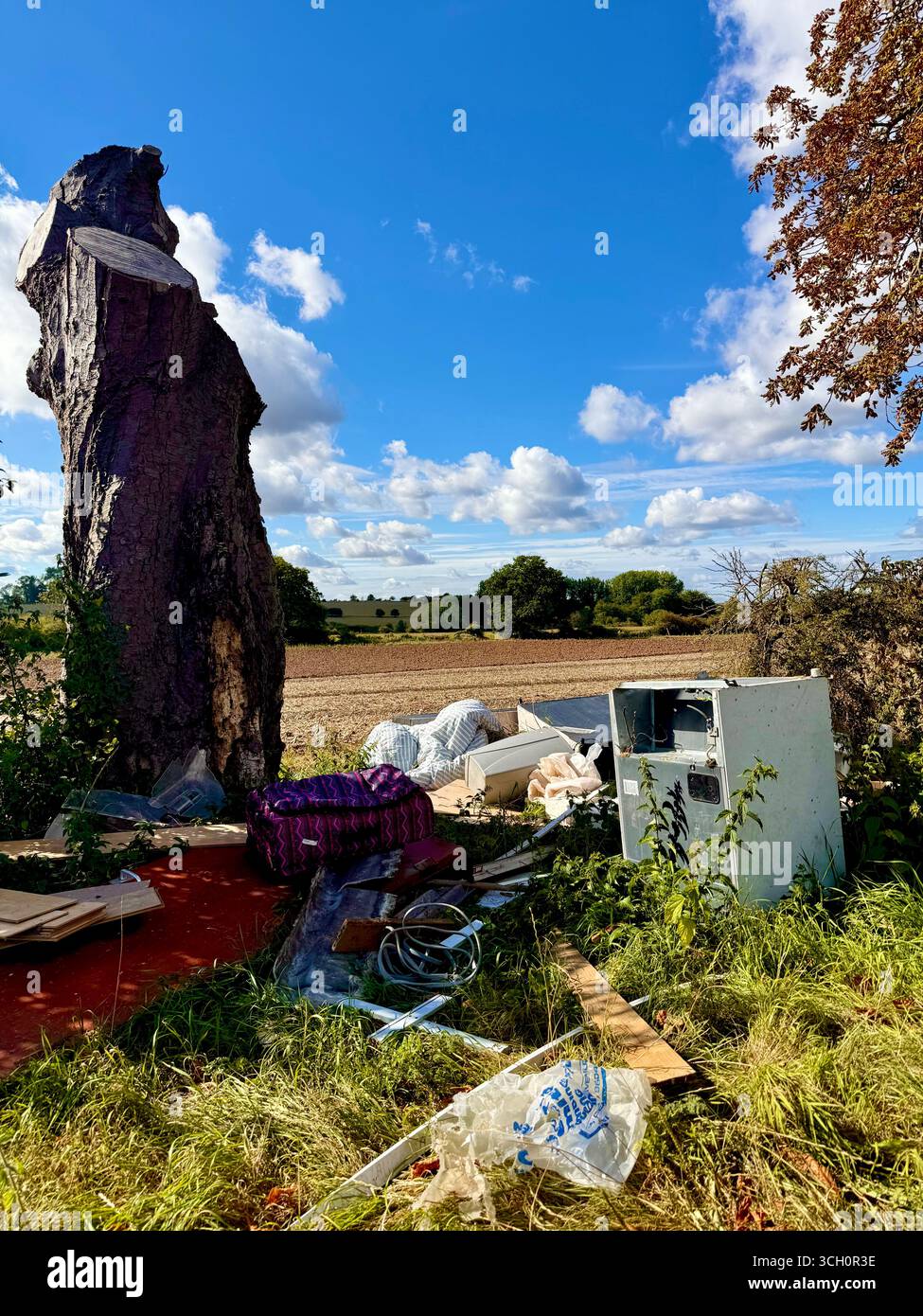 Fly tipping in the English countryside Stock Photo