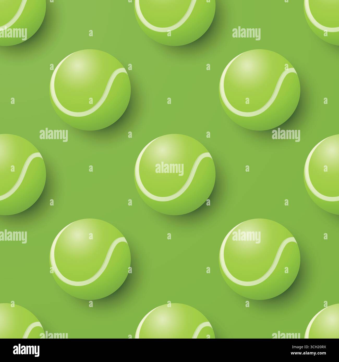 Vector Seamless Pattern with Green Tennis Balls on Green Background ...