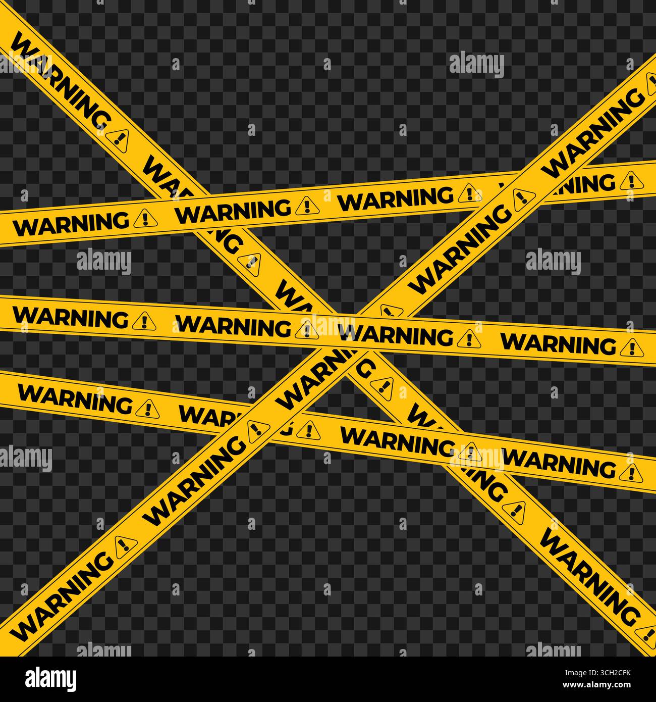 caution tape warning on black background Stock Vector