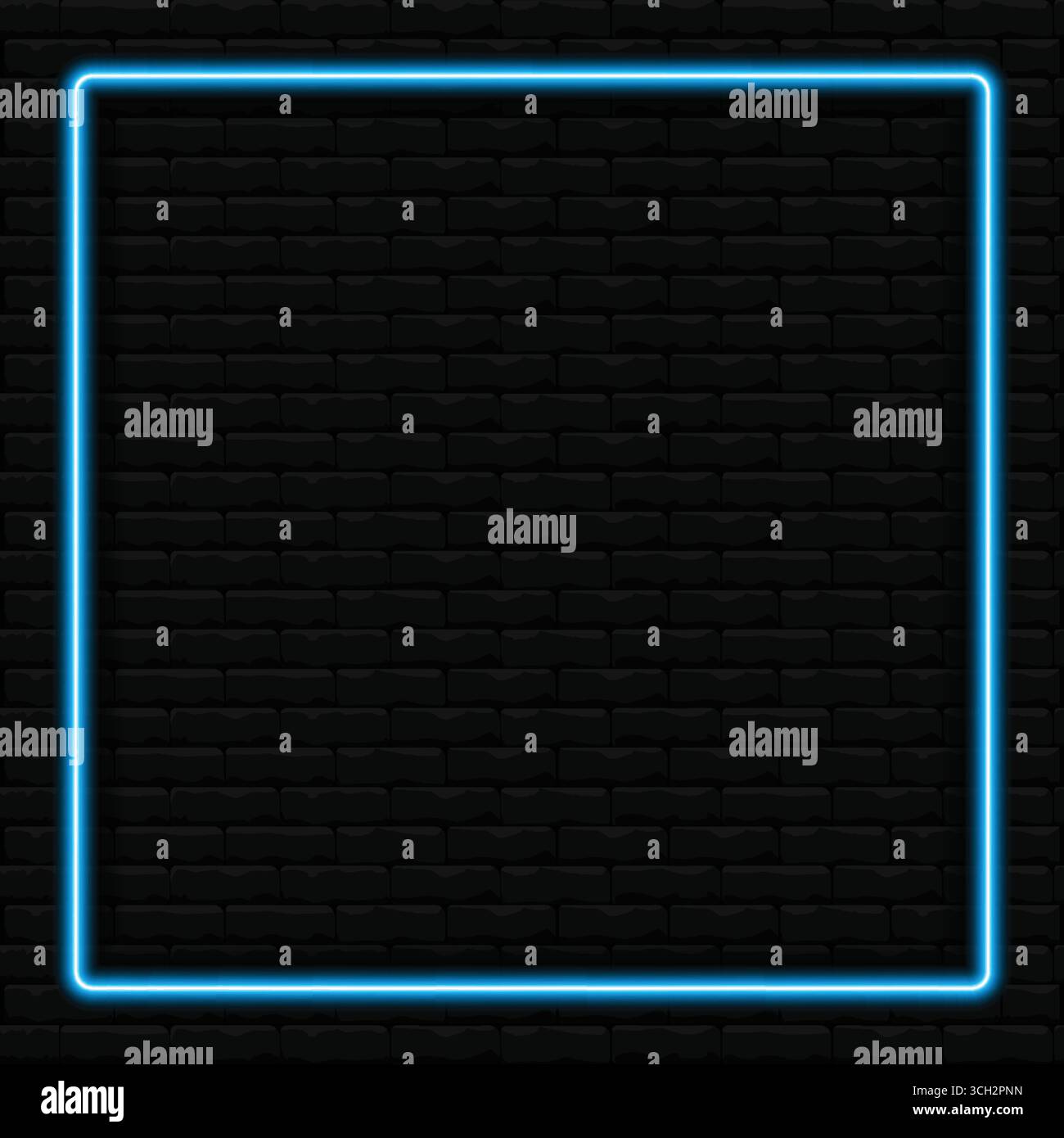Brick Wall with Glowing Neon Frame Surrounding Stock Vector
