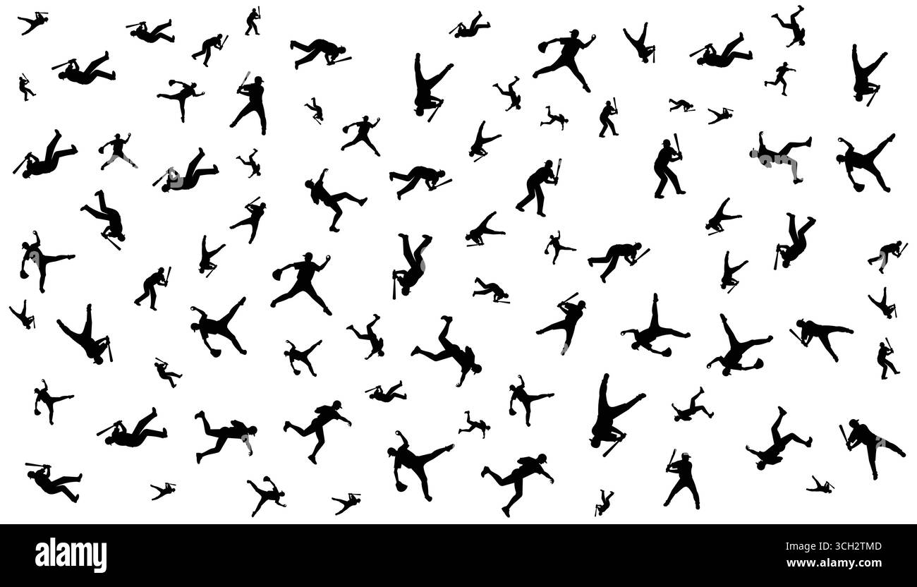 Baseball Player Patterns Baseball Player Pattern Vector in black on white background Stock ...