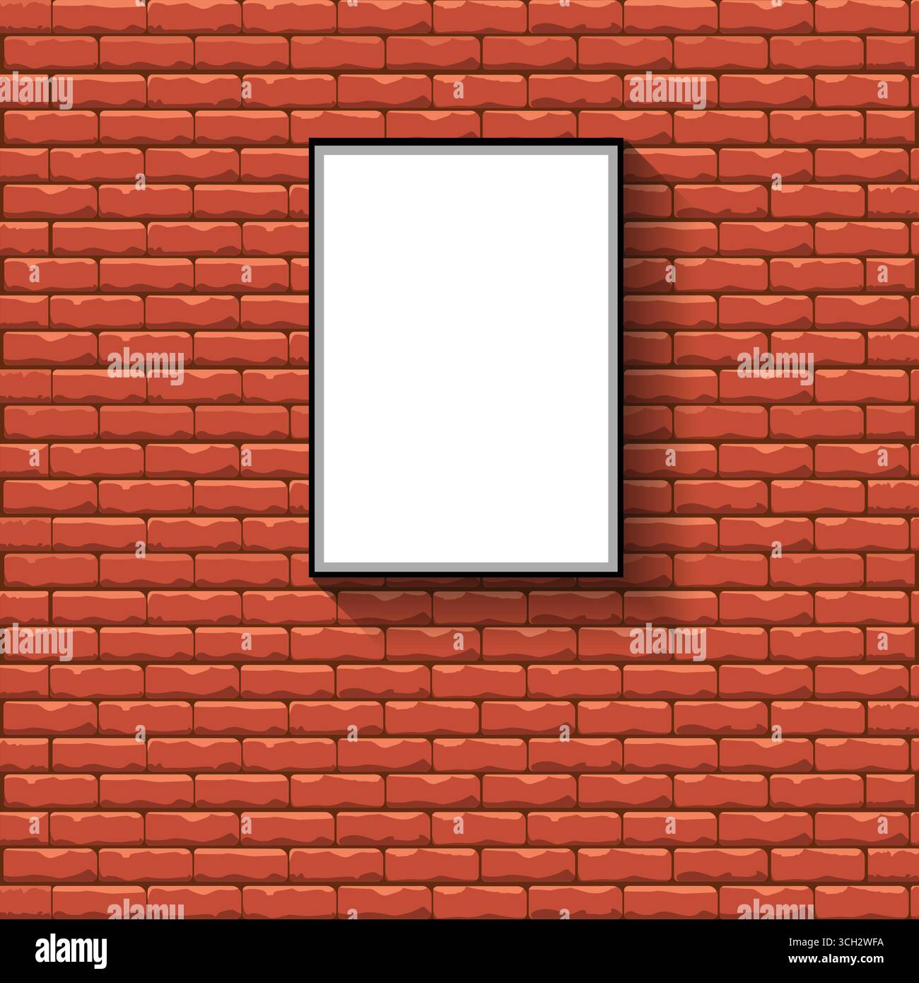 Blank Photo Frame on Brick Wall Background Stock Vector