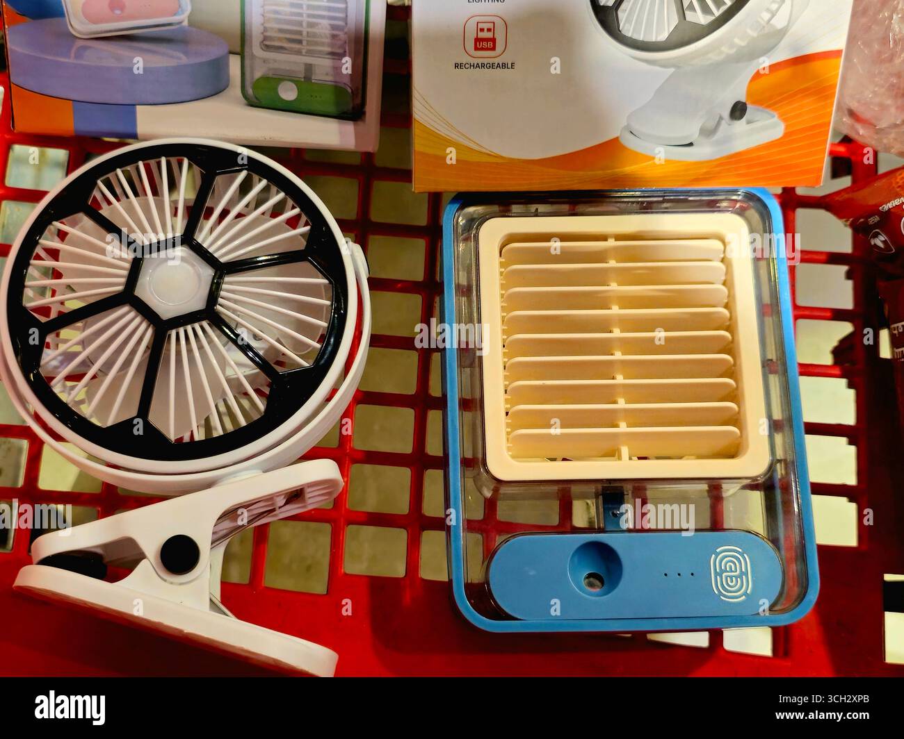 Cairo, Egypt, August 11 2025: YT-M2034 clip fan and table fan with led ...