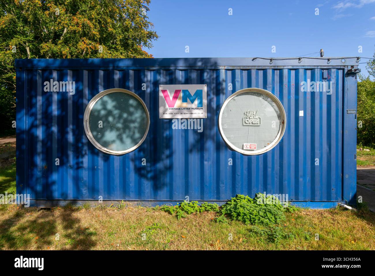 Vintage Litter Museum in recycled shipping container, Jetty Lane, Woodbridge, Suffolk, England, UK Stock Photo