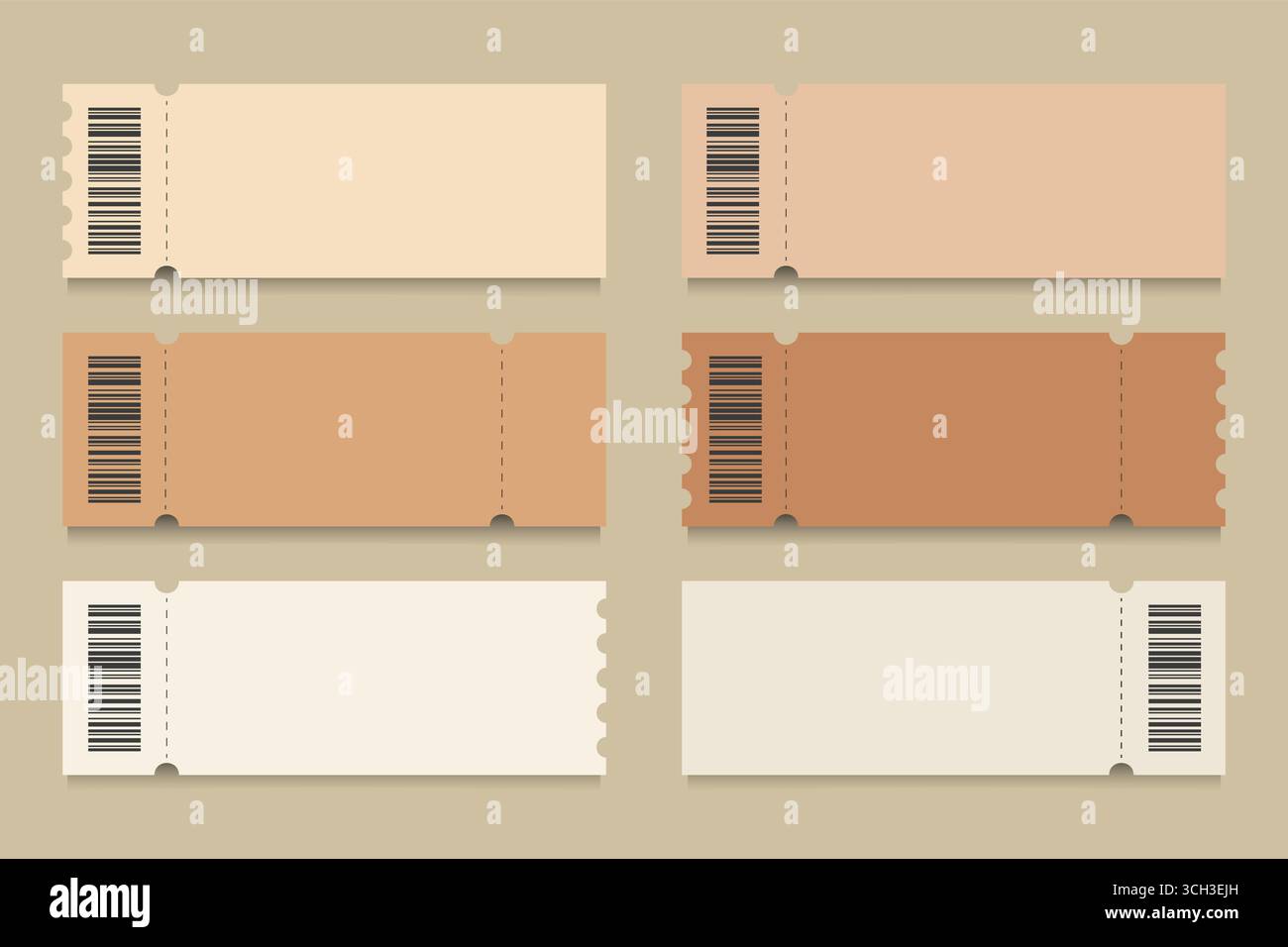 Ticket Template with Barcodes Vector Illustration. Stock Vector