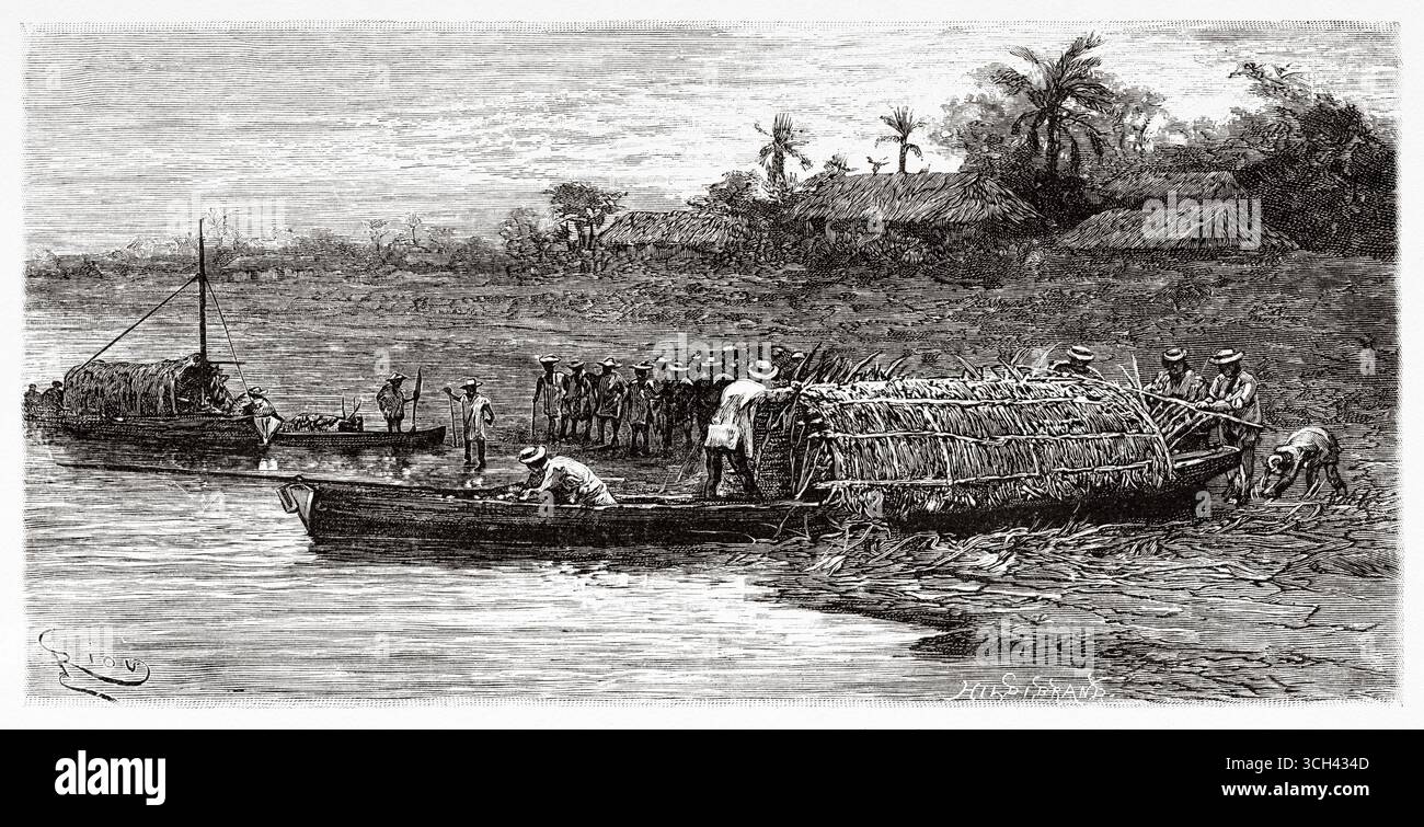Preparation of the expedition boats in San Fernando de Apure, a city in ...