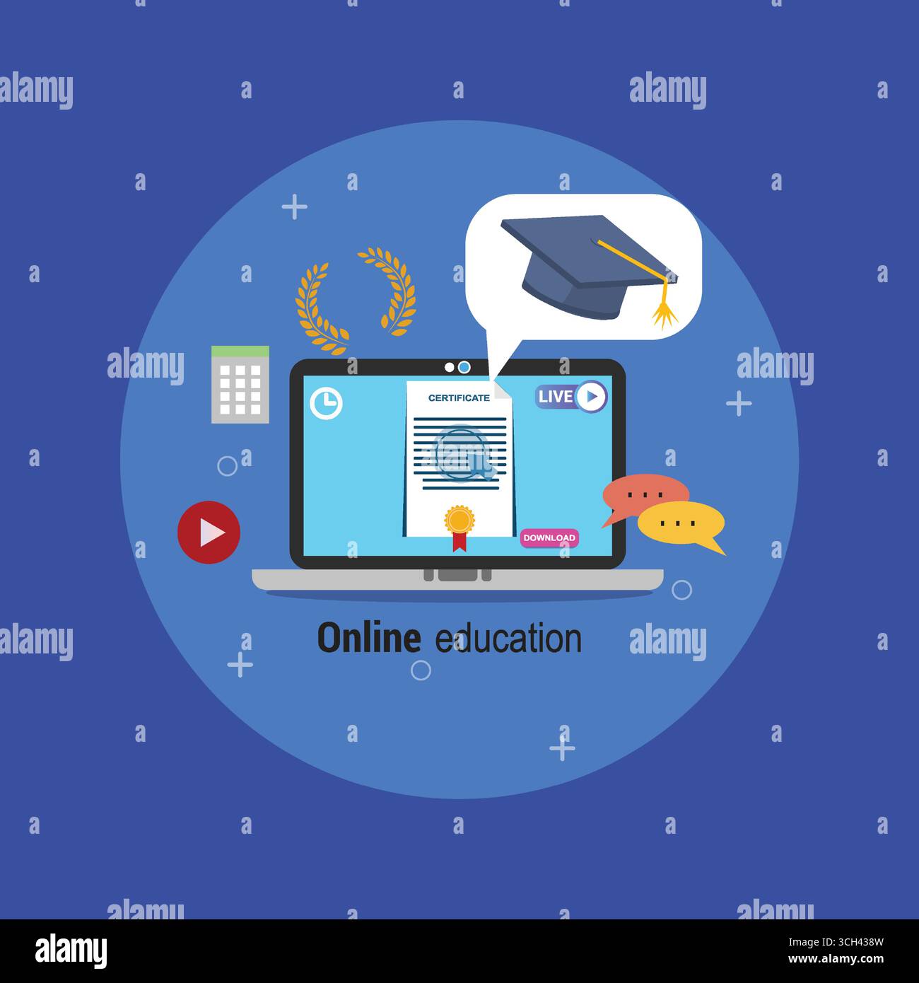 Laptop Mockup for Online Distance Learning Concept Stock Vector