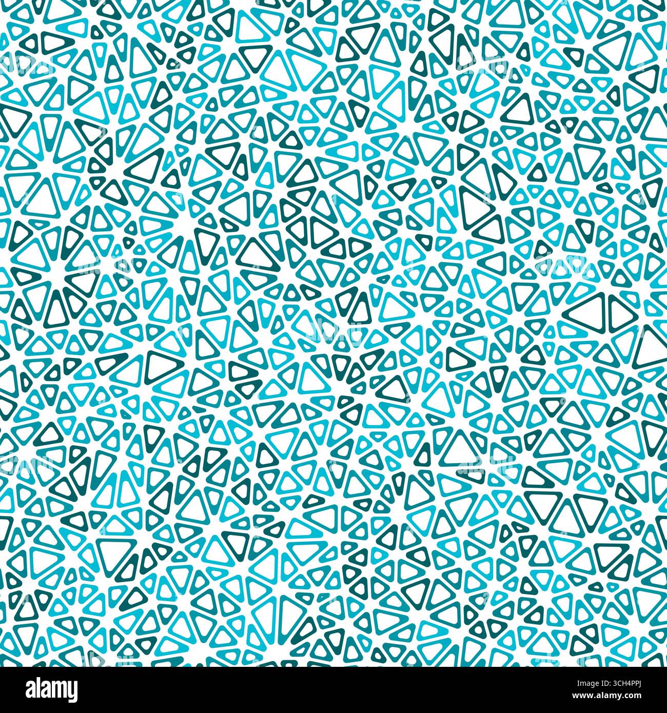 Triangles vector pattern. Tiny triangles size. Mono-tone style. Rounded triangular cells outlined. Repeatable pattern. Aqua Depths. Stock Vector