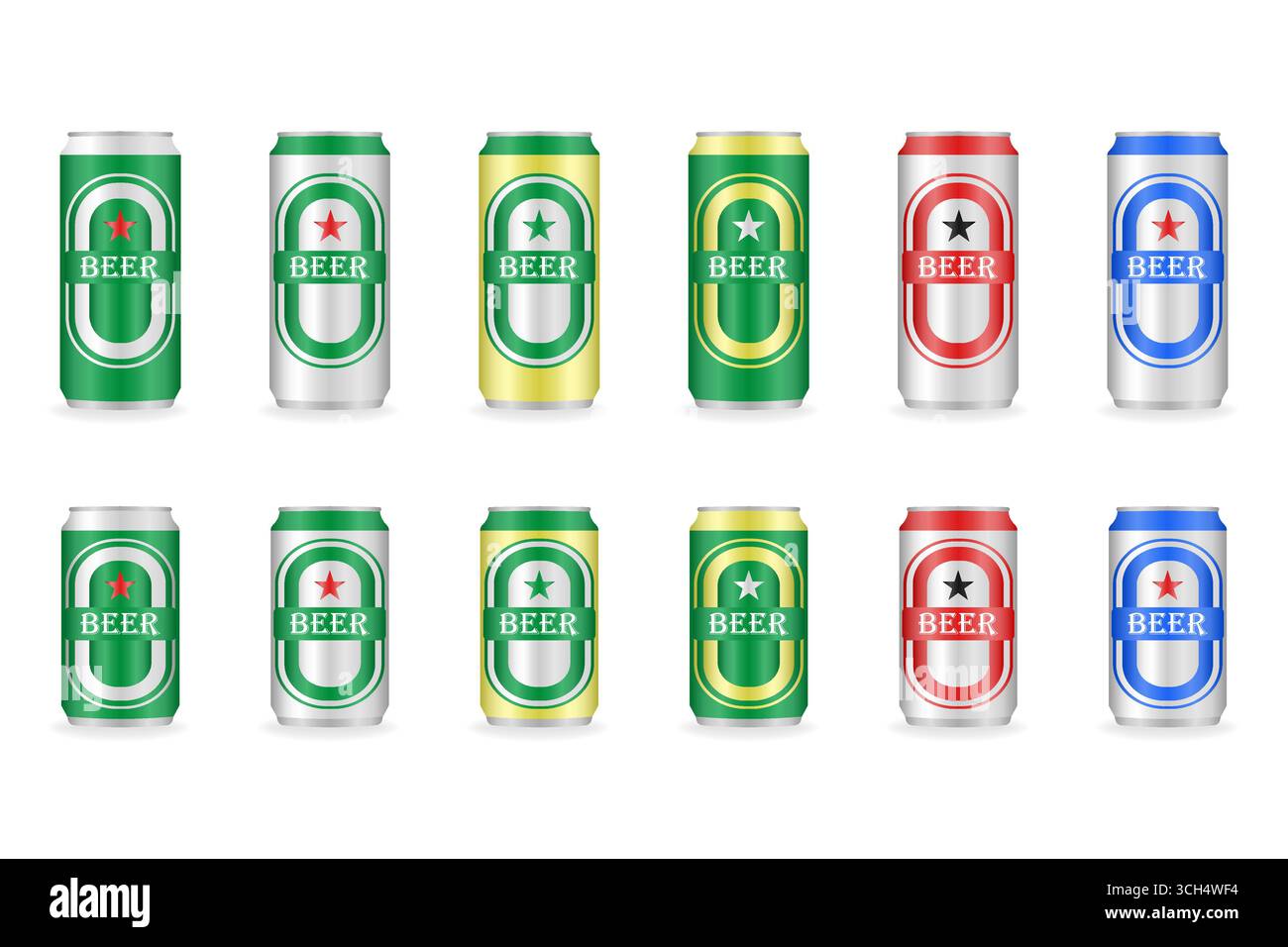 Beer Can 3d. Vector Illustration Isolated on White Background. Stock Vector