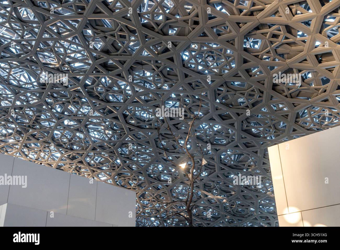 UAE - Abu Dhabi - Louvre Abu Dhabi - Geometric lattice dome casting ...