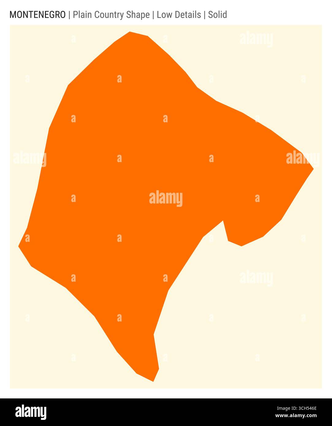 Montenegro plain country map. Low Details. Solid style. Shape of ...