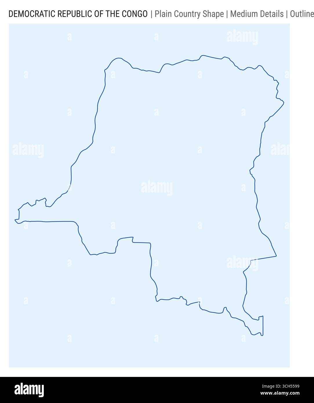 DR Congo plain country map. Medium details. Outline style. Shape of DR ...