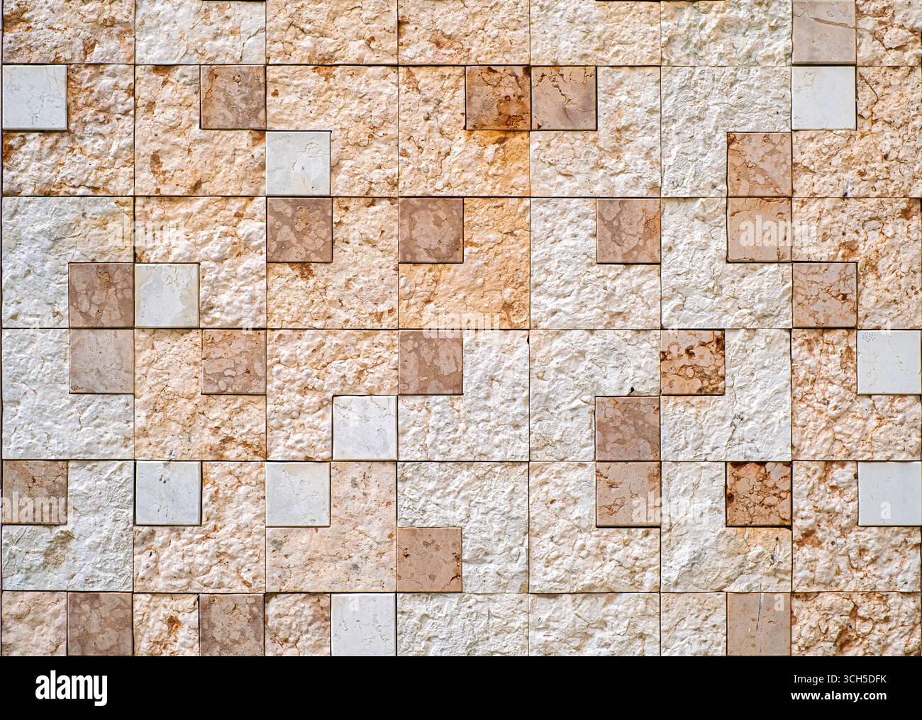 tiled pattern of different shades of red Veronese marble, rough and polished. Verona, Italy Stock Photo